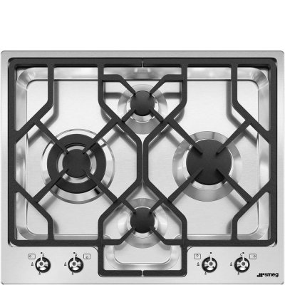SMEG  Pgf64-4 Gas Hob 4 Burners 60 Cm Argent&eacute;
