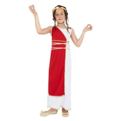 SMIFFYS Smiffy's Costume fille grecque, rouge, avec robe et coiffe