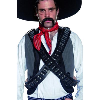 SMIFFYS  Ceinture cartouchi&egrave;re cuir western authentique, noire
