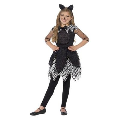 SMIFFYS  Costume chat de minuit, Noir, avec robe, queue et bandeau oreille de chat