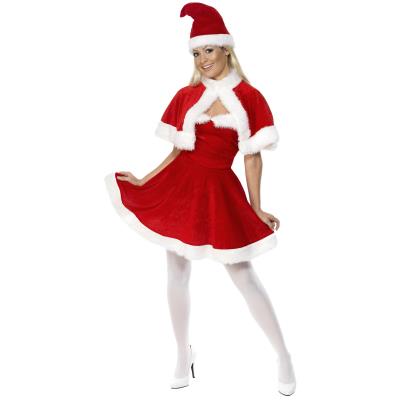 GENERIQUE Smiffys Costume de M&egrave;re No&euml;l, Rouge, avec robe, cape et bonnet