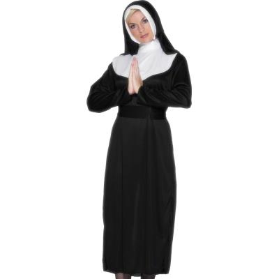 GENERIQUE Smiffys Costume de religieuse, noir, avec robe et coiffe - Taille S