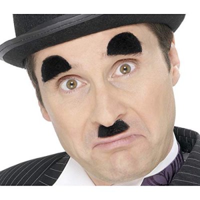 PL RH SMITH & SONS WIGMAKERS LTD TRADING AS SMIFFY S, Smiffys Moustache et sourcils de Chaplin, noirs, autoadh&eacute;sive