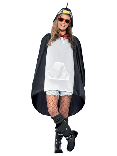PL RH SMITH & SONS WIGMAKERS LTD TRADING AS SMIFFY S, Smiffys Party Poncho Manchot, avec le sac de Cordon, Noir/Blanc