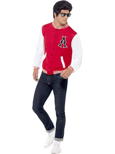 PL RH SMITH & SONS WIGMAKERS LTD TRADING AS SMIFFY S, Smiffys Veste Letterman Universitaire des ann&eacute;es 49 taille L, Rouge