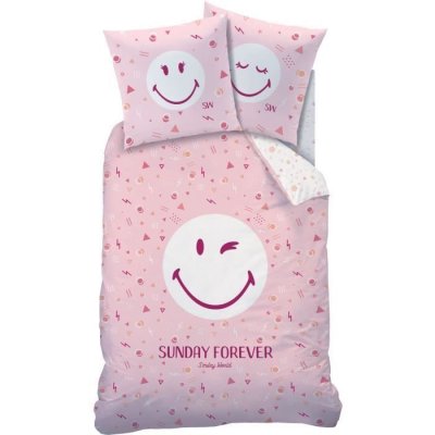 AUCUNE SMILEY Housse de couette + Taie - 140 x 200 cm - Sunday