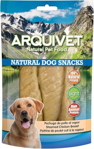 ARQUIVET Snack Naturel pour Chiens de Poitrine de Poulet &agrave; la Vapeur 110 GR