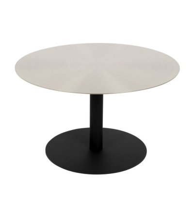 Snow - Table basse ronde en m&eacute;tal bross&eacute; &oslash;60cm - Couleur - Argent