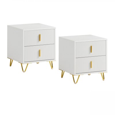 SoBuy Commodine 2 tiroirs Blanc 40x40x47 cm FBT115-Wx2