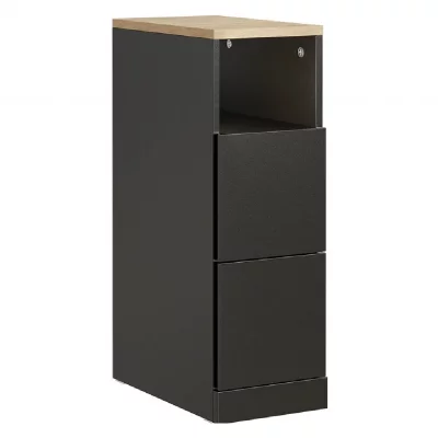 SoBuy Commodine 2 tiroirs noir plateau bois 35x20x60 cm FBT149-SCH