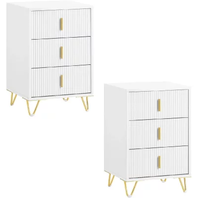 SoBuy Commodine 3 tiroirs blanc 40x36x63 cm FBT115-L-Wx2