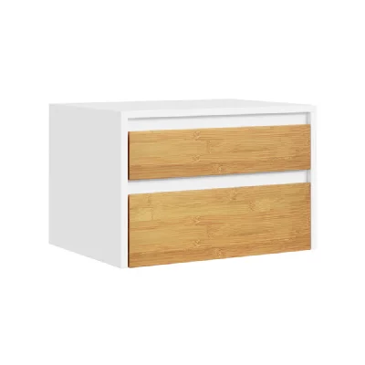 SoBuy Commodine murale 2 tiroirs push-to-open blanc bambou 40x30x26 cm