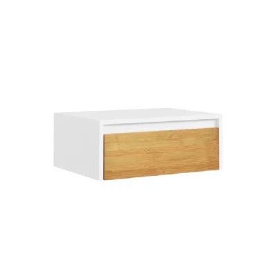 SoBuy Commodine murale avec tiroir et LED blanc/bambou 40x30x15.6 cm FBT174-E-WN