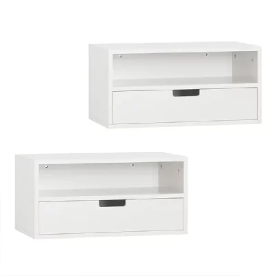 SoBuy Commodine suspendue avec 2 rangements blanc 45x25x22 cm NKD03-WX2