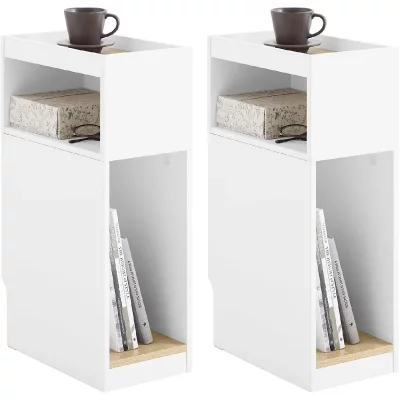 SoBuy Comodino Lot de 2 Table de Chevet &Eacute;troite Blanc 20x35x60 cm FBT171-WNx2