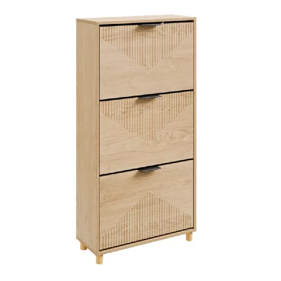 SoBuy Scarpiera 3 portes &agrave; rabat ch&ecirc;ne clair 60x24x120 cm FSR213-N