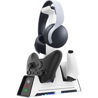 SUPERTECH Socle de charge pour 2 manettes avec repose casque gaming