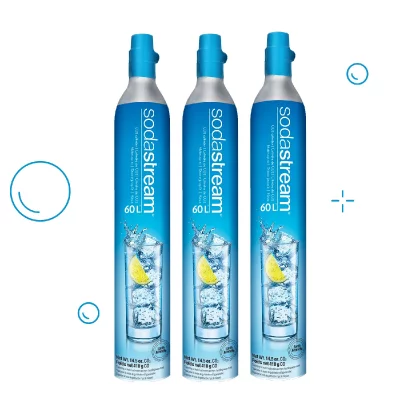 Sodastream - lot de 3 cylindres de recharge de gaz co2 60l pour machine &agrave; gaz&eacute;ifier 3 x cylindre gaz