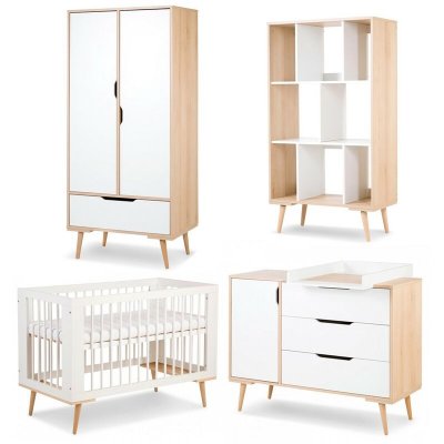 MONMOBILIERDESIGN SOFIE Chambre b&eacute;b&eacute; compl&egrave;te Commode &agrave; langer Armoire Biblioth&egrave;que et Lit 120X60 Blanc