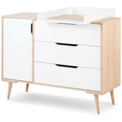 MON MOBILIER DESIGN Sofie commode &agrave; langer &agrave; tiroirs et &eacute;tag&egrave;res style scandinave blanc / bois