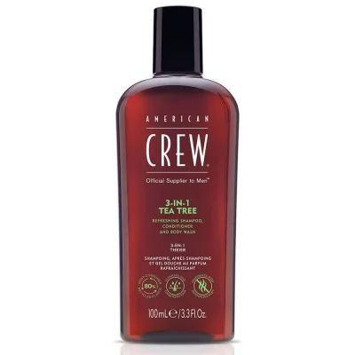 AMERICAN CREW Soin 3-En-1 Arbre &agrave; Th&eacute; : Shampoing, Apr&egrave;s-Shampoing et Gel Douche
