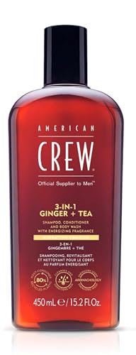 AMERICAN CREW Soin 3-En-1 Gingembre + Th&eacute; Shampoing, Apr&egrave;s-Shampoing et Gel Douche