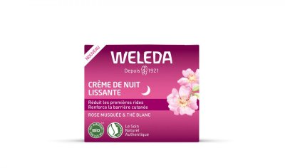 WELEDA Soin Visage Cr&egrave;me De Nuit Lissante &Agrave; La Rose Musqu&eacute;e Et Th&eacute; Blanc Bio  - Le Pot De 40ml