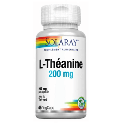 SOLARAY  l-Th&eacute;anine - 200 mg - 45 Caps. V&eacute;g. - Bo&icirc;te 45 capsules