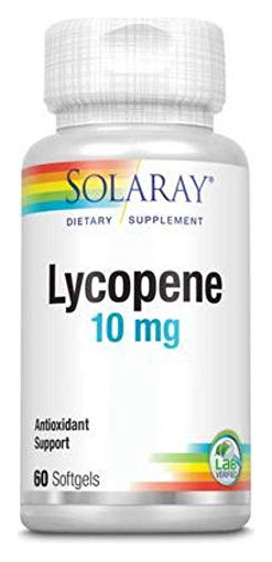 SOLARAY  Lycop&egrave;ne de Tomate - 10 mg - 60 Softgels. - Pot 60 g&eacute;lules