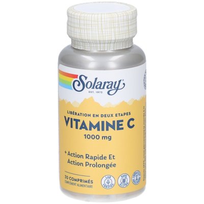 SOLARAY  Vitamine C 1000mg action rapide et prolong&eacute;e 30 comprim&eacute;s