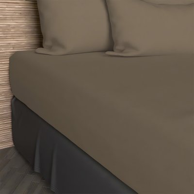 SOLEIL D OCRE Soleil d'Ocre 92S422 Drap Housse Coton 57 Fils Uni Taupe 140 x 190 cm