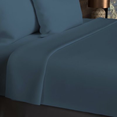 SOLEIL D OCRE Soleil d'ocre, Drap Plat, Coton 57 Fils, Bleu Canard, 240x290 cm