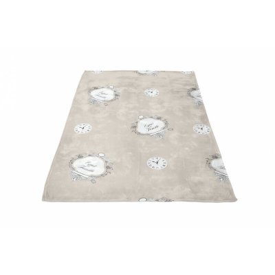 Soleil d'ocre Esprit de Famille Couverture, Polyester, Ecru, 220x240 cm