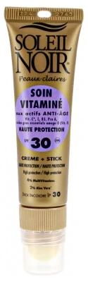SOLEIL NOIR  Soin vitamin&eacute; cr&egrave;me SPF 30 tube 20ml + Stick IP 30 2g