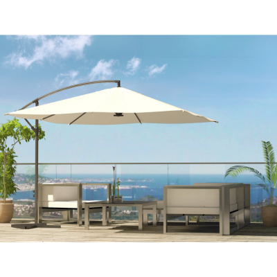 CONCEPT USINE Solenzara &agrave; LED &eacute;cru : Parasol &agrave; LED d&eacute;port&eacute; 3x3m 