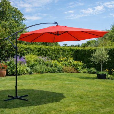 CONCEPT USINE Solenzara Bulle terracotta : parasol LED d&eacute;port&eacute; 3x3m SOLENZARA