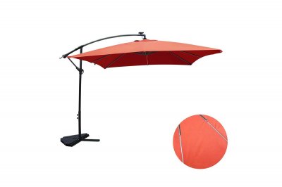 CONCEPT USINE Solenzara N&eacute;on terracotta : parasol LED d&eacute;port&eacute; 3x3m 