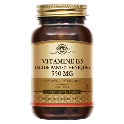 SOLGAR  Acide Pantoth&eacute;nique 550mg (Vitamine B5) 50 g&eacute;lules V&eacute;g&eacute;tales
