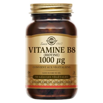SOLGAR  Biotine 1000Mcg (Vitamine B8) 50 g&eacute;lules V&eacute;g&eacute;tales