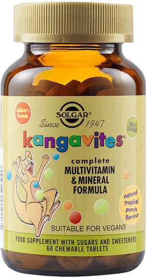 SOLGAR  Kangavites Multi 60 Comprim&eacute;s &agrave; Croquer Tropical Punch