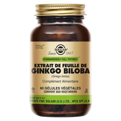Solgar Sfp Ginkgo Biloba G&eacute;lules V&eacute;g&eacute;tales - Flacon 60 g&eacute;lules