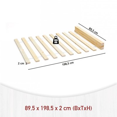 INTER LINK Sommier 1 Personne ""13 lattes"" 90x200 cm naturel UBD-30400290-CADRE-0919
