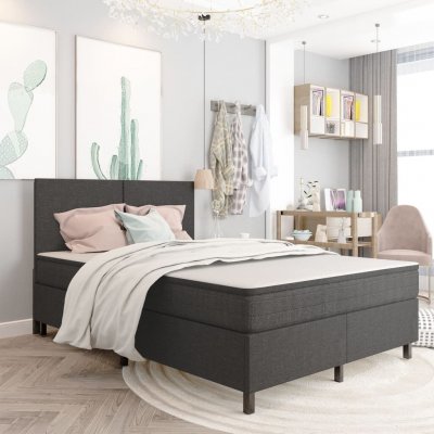 VIDAXL Sommier &agrave; lattes de lit Gris fonc&eacute; Tissu 140x200 cm 
