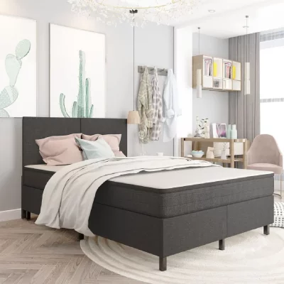 VIDAXL Sommier &agrave; lattes de lit Gris fonc&eacute; Tissu 180x200 cm