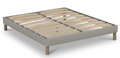 NUIT DE COTON Sommier &agrave; lattes en bois lino 160x200 cm coloris beige livr&eacute; en kit