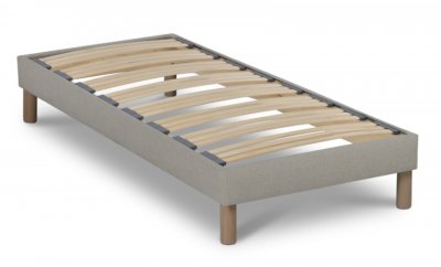NUIT DE COTON Sommier &agrave; lattes en bois lino 90x190 cm coloris beige livr&eacute; en kit