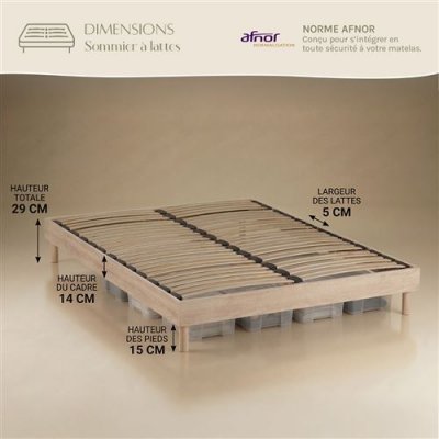 MAISON AUBERTIN Sommier &agrave; lattes en KIT- Bois - Couleur naturelle - 90x190 CM