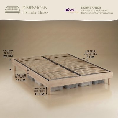 MAISON AUBERTIN Sommier &agrave; lattes en KIT- Bois - Couleur naturelle 90x200 CM