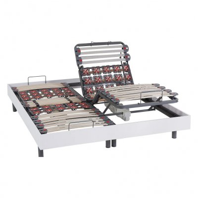 VENTE UNIQUE Sommier de relaxation mdf blanc 2x80x200 cm