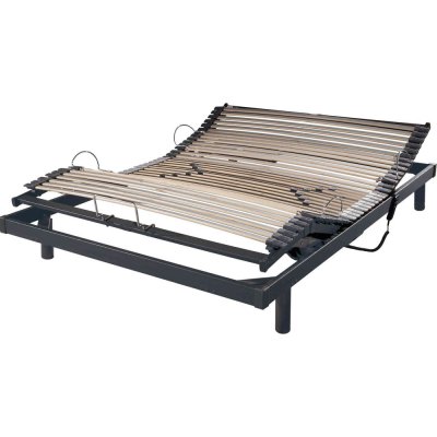 SOMEO Sommier &eacute;lectrique de relaxation gris extra plat 120x190